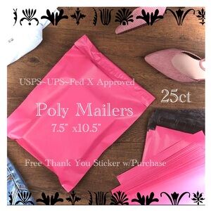 25ct ~ 7.5 x 10.5”~Poly Mailer Bag 👛🆕👛 Plus 😁 25ct Thank You Stickers Included
